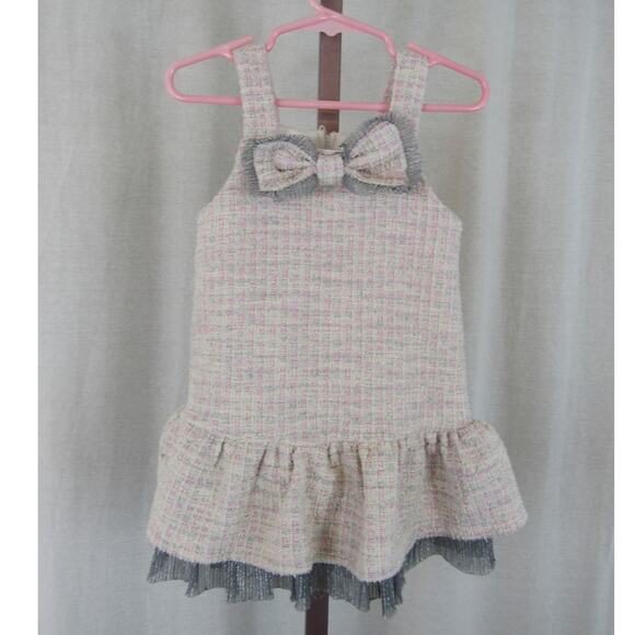 Rare Editions 24M Baby Girls Sleeveless Checked Jumper Dress Pink and Grey - Picture 1 of 5